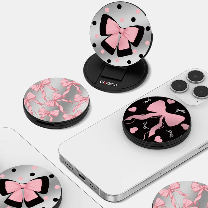 CASEBANG - Pink Bow MagSafe Phone Grip Stand Cover